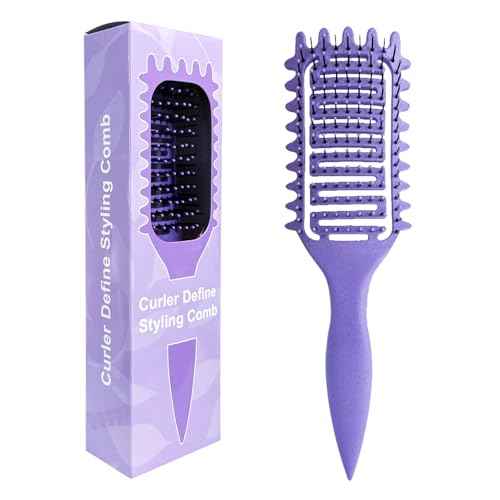 Curl Defining Brush, Vented Curly Hair Brush Defining for Shaping and Defining Curly Hair for Women and Men (Purple)