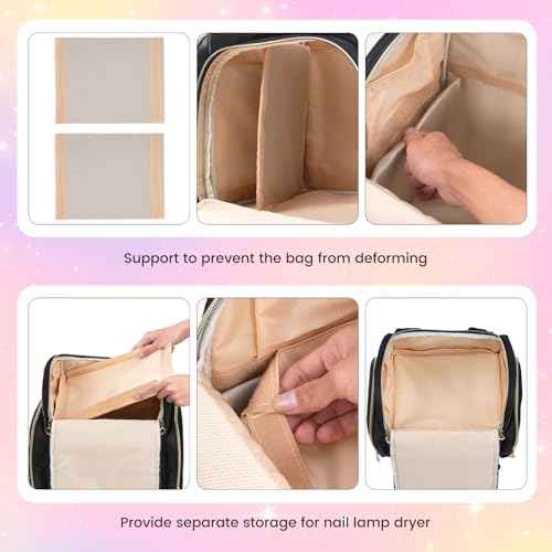 Hautton Nail Polish Organizer Holds 84 Bottles & Lamp, Extra Large Nail Kit Supplies Storage Bag with 2 individual drawers, Portable Nail Organizers Travel Case for Manicurist -Black
