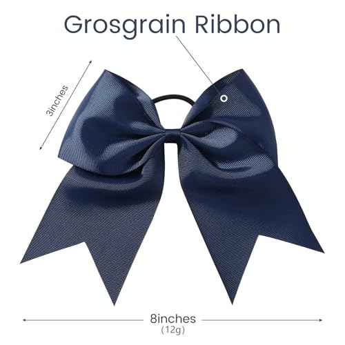 YLEN YHXX 20 PCS 8 Inch Cheer Hair Bows Large Cheer Bows Ponytail Holder Elastic Band Handmade Hair Accessories for Cheerleaders Teen Girls College Sports Outfit Uniform£¨Navy Blue£©