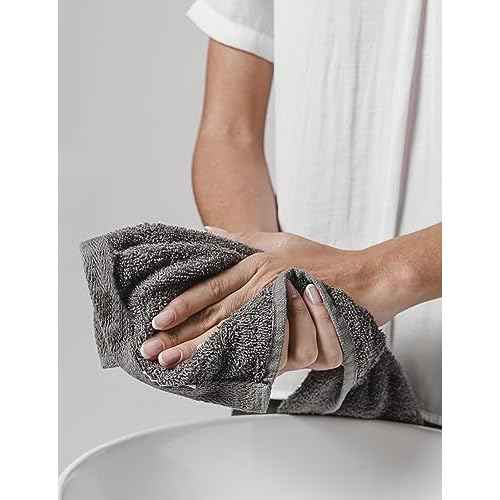 Delara 100% Organic Cotton Towels 650 GSM Plush Feather Touch Quick Dry Wash Cloth, Pack of 24 GOTS Certified, Oeko-Tex Green Certified, Organic Cotton Wash Cloth, 13"X13"