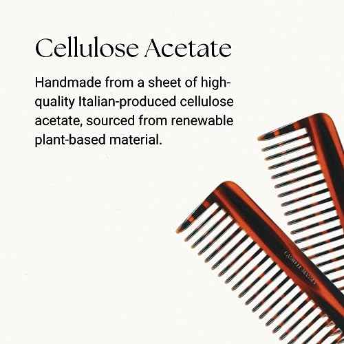 Caswell-Massey Travel Detangler Comb, Extra Wide, Handmade from Renewable & Plant-Based Italian Cellulose Acetate, Tortoise Pattern, 3.75¡± Wide