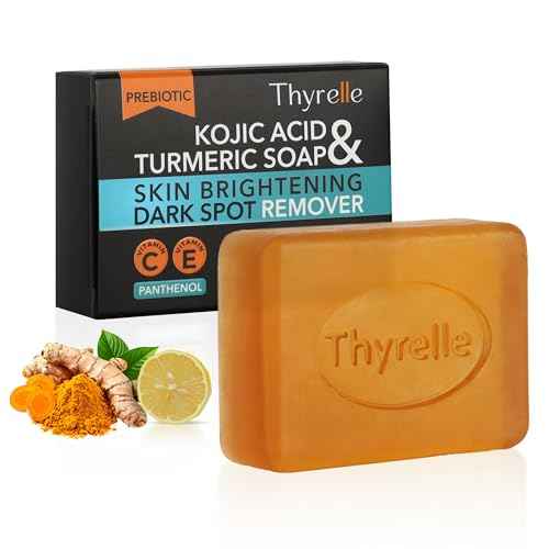 Kojic Acid and Turmeric Soap (3.5 oz) I Kojic Acid Soap for Body and Face I Turmeric soap bar with Panthenol, Vitamin C, Vitamin E and Prebiotics