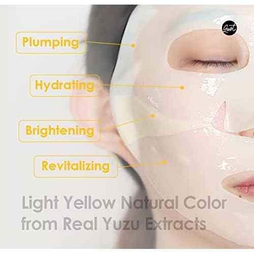 glowiest Sweet Dreams Yuzu Bright Collagen Mask Set of 3, Hydrating Face Collagen Jelly Mask, 78% Collagen, Niacinamide, Vitamin C, Peptides, Korean Skincare
