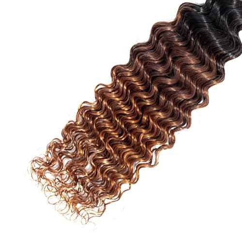 18 20 22 Inch T1B/4/30 Deep Wave Human Hair Bundles Ombre Brown Brazilian Virgin Remy Hair 3 Bundles