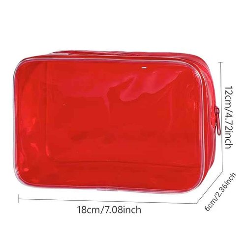 TotePrint Clear Small,Pvc Makeup Pouch Bag, 7"x2.3"x4.7" Size TSA Approved Toiletry Bag, Transparent Travel Bags for Toiletries, Clear Cosmetic Bag for Women and Men Small (transparent)