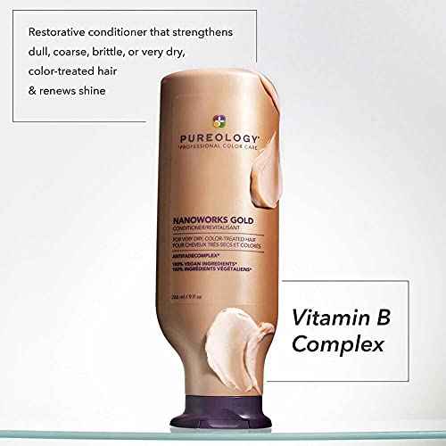 Pureology Nanoworks Gold Conditioner - For Very Dry and Color-Treated Hair, Restores & Strengthens Hair, Sulfate-Free & Vegan