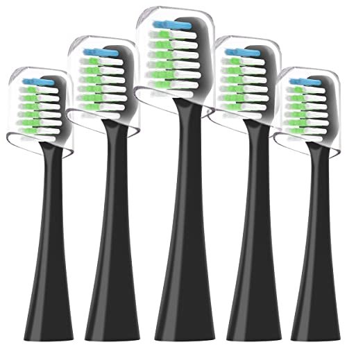 Sonic Replacement Toothbrush Heads Compatible with Waterpik Complete Care 9.0 (CC-01CD012-2) and 5.0 (WP-862, WP-872, WP-877, WP-882, WP-892) Electric Toothbrush,5 Count (Black)