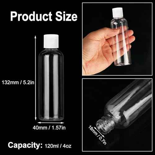 80 Pack 4 oz Plastic Bottles with White Top Caps, Clear Empty Bottles, Cosmetic Containers for Lotion and Shampoo, Travel-Friendly Bottles, BPA-Free for Liquids and Personal Care