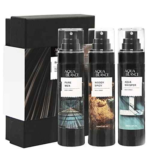 Deodorizing Body Spray for Men, Mens Body Refreshing Spray, Fragrance Mist, Pack of 3, Each 3.4 Fl Oz, Total 10.2 Fl Oz