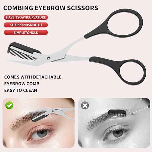 Tweezers for Women Facial Hair, 9 in 1 Eyebrow Kit with Tweezers, Eyebrow Trimmer Scissors, Razor, Brush with Leather Travel Case, Hair Plucking Daily Beauty Tools
