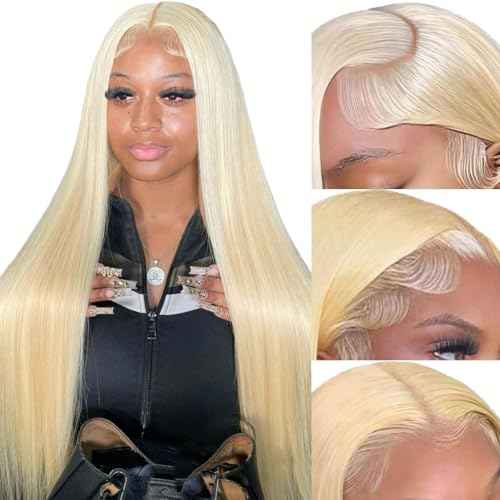 613 Lace Front Wig Human Hair Blonde 13x6 HD Transparent Lace Front Straight Wigs Human Hair Pre Plucked with Baby Hair 26 Inches