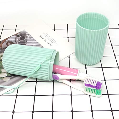 Honbay Portable Plastic Toothbrush Toothpaste Cup Case Box Holder Container for Travel (Green)