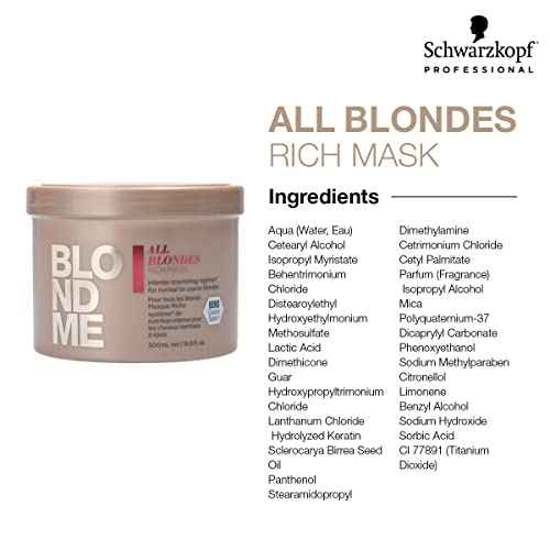 BlondMe All Blondes Rich Mask ? Deep Conditioning Bond Restoring Hair Treatment - Smoothing and Nourishing for Normal to Coarse Color Treated and Natural Blonde Hair