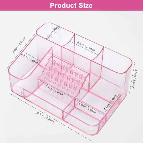 ANRUI Nail Drill Holder, 28 Holes Acrylic Nail Drill Bit Holder, Professional Nail Drill Desk Organizer Case and Storage Box for Manicure Tools - Pink (Not included Tools)