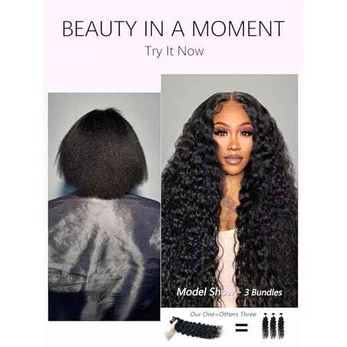 15A Raw Curly Bundles Human Hair,One Bundles 16 Inch Water Wave Curly Human Hair,Triple Lifespan Indian Virgin Hair,Quick Weave Hair Extensions Natural Black