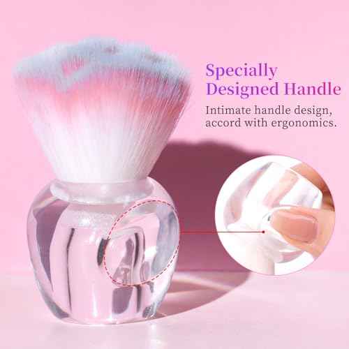 BQAN Nail Dust Brush Nail Art Dust Powder Remover Brush Nail Arts Dust Cleaner Brush Soft Kabuki Cleaner Brush for Makeup or Acrylic UV Gel Nail Arts (Pink-blue)