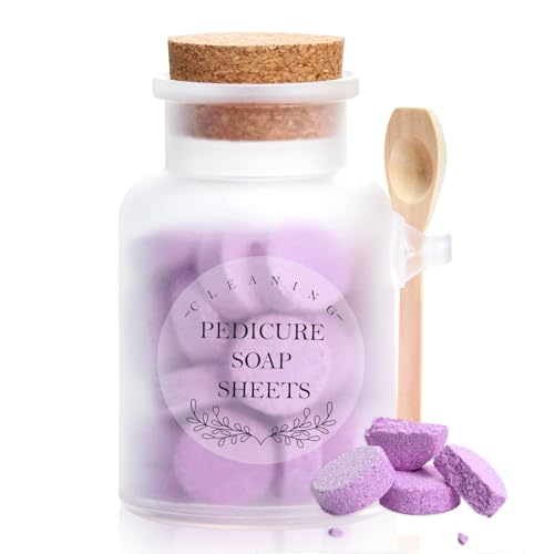 Pedicure Foot Spa Tablets 10 Oz Plastic Bath Salts Jar Foot Soak Tablets Manicure Soak Balls Softens Skin Botanicals Lavender Essential Oil Fast Dissolving Pedicure Supplies