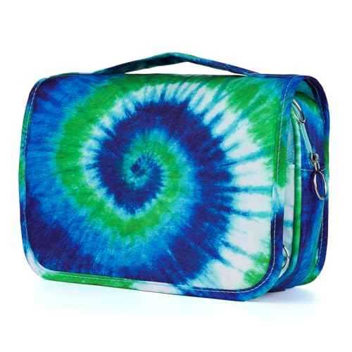 Tie Dye Hanging Toiletry Bag for Girls, Travel Toiletry Bag for Teen Girls Cosmetic Makeup Waterproof Wash Bag Traveling Toiletries, Blue