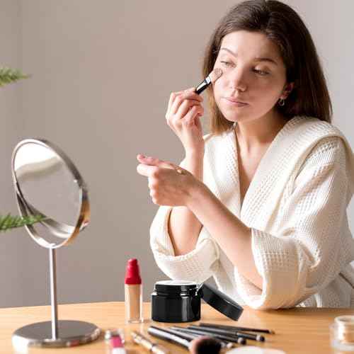 Jarsoph 1OZ Amber Glass Jars with lids, 36 Pack Empty Cosmetic Jars, Refillable Airtight Wide Mouth Container for DIY, Sample, Cream, Lotion, Candle Making, Powder, Cosmetic