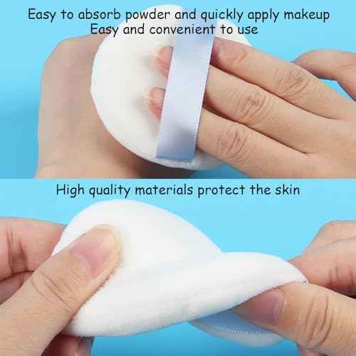 Ultra Soft Powder Puff and Container 3.3" High Density Velvet Dusting Washable Reusable Powder Puff,Body Powder Puff and Glass Jar Holder Loose Powder Box with Puff for Face Makeup(Black)
