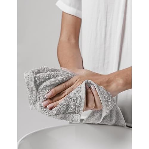 Delara 100% Organic Cotton Towels 650 GSM Plush Feather Touch Quick Dry Wash Cloth, Pack of 12 GOTS Certified, Oeko-Tex Green Certified, Organic Cotton Wash Cloth, 13"X13"