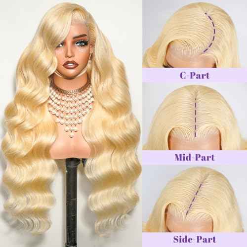 30 Inch 613 13x6 Lace Front Wig Human Hair 200 Density Body Wave Blonde Wig Human Hair 13x6 200 Density Blonde 613 HD Lace Front Wigs Human Hair Pre Plucked with Melted Hairline for Women