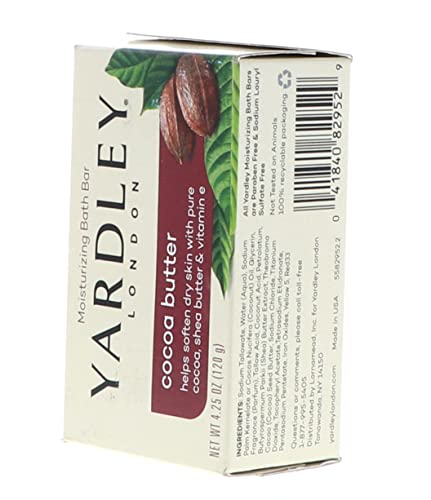 Yardley London Pure Cocoa Butter & Vitamin E Bar Soap, 4.25 Ounces /120 G (Pack of 10)