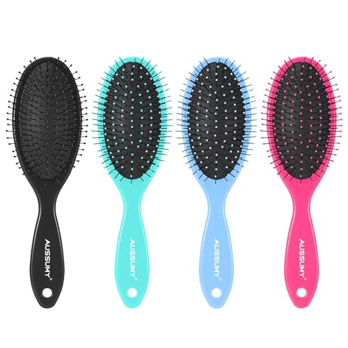 4 Pack Detangling Hair Brush - Air Cushion Detangler Hairbrush with Ultra Soft Bristles for Effortless Tangle Removal For Wet Dry Damaged Curly Fragile Hair for Women Men Boys Girls Adult Kids