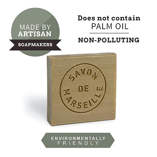 Fer ? Cheval Pure Olive Savon De Marseille Soap Bar Sliced Cubes, French Olive Oil Soap Bar Slices, 4x65 g/2.29 oz