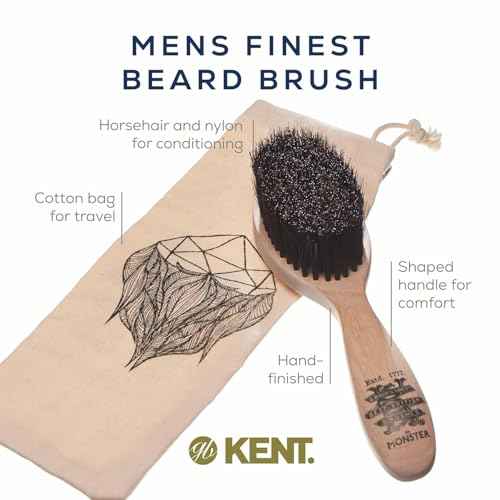 Beard & Mustache Grooming Kit - Kent BRD5 Boar Bristle Brush + Kent 81T & A FOT Sawcut Fine Tooth Combs for Men's Care