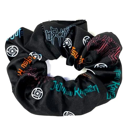 JUST FUNKY Jujutsu Kaisen Scrunchies Set Officially Licensed Anime Hair Ties, Pack of 3