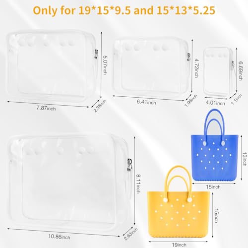 4 Packs Clear Bogg Beach Tote Bag Accessories suitable for Bogg Bag Insert Bag Travel Cellphone Makeup Clean Toiletry Brush Organizer Cosmetic Divider Storage Inner Pouch -Black