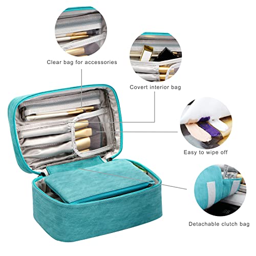 HIJJMAXX Makeup bag travel cosmetic bag makeup organizer bag travel make up bag Waterproof make up organizer bag makeup bags for women Girls.(Green)