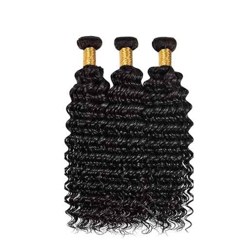 Deep Wave Raw Human Hair Bundles Natural Black Color 22 22 22 Inch Brazilian Unprocessed Virgin Hair Color #1b Bundles Human Hair