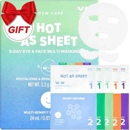 I DEW CARE Collagen Sheet Mask Variety Pack with Eye Patches - 5Days Face Masks Skincare Korean | Hydrating Collagen Face Mask, Moisturizing Skin Care, Facial Skincare Pack, Christmas Gifts, 5EA