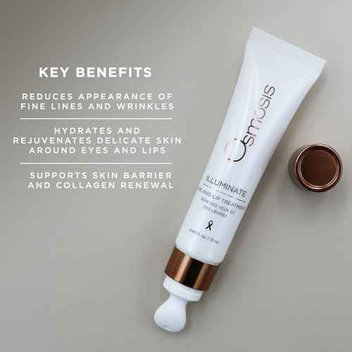 Osmosis ILLUMINATE Hydrating and Firming Eye & Lip Treatment with Niacinamide and Peptides for Aging, Dry, and Tired Skin, 0.43 fl oz