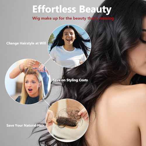 13x6 Lace Front Wig for Women, 30in Body Wave Synthetic Wig for Black Women with Elastic band, HD Lace Heat resistant Hair with Natural Density for Party Daliy, Trimmable, Natural Hairline Glueless