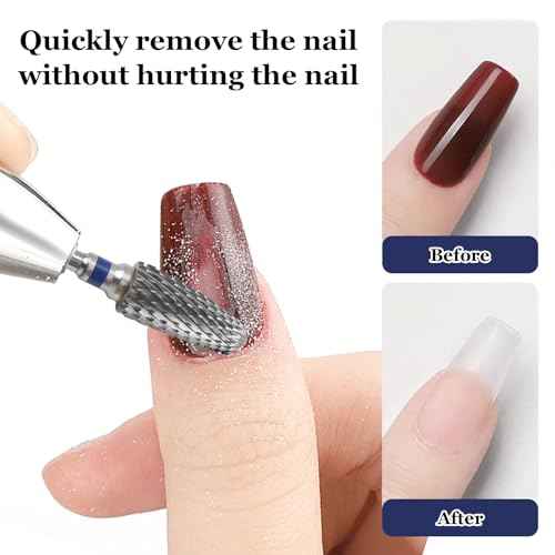 3/32" 5 in 1 Professional Carbide Nail Drill Bits Sets with Case, 2 Pack Tungsten Safety Drill Bits Tech Cuticle Bit Fast Remove for Manicurist Nail Salon Manicure Pedicure Gel Polishing (Round Head)