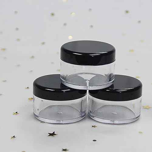 12 Pcs Refillable Black Plastic Round Cosmetic Containers, BPA Free, 15ml/0.5oz, With Lids