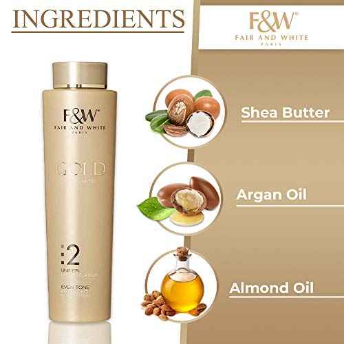 FAIR & WHITE 2: Gold Revitalizing Body Lotion | 500ml / 17.6fl.oz | with Argan Oil, Vitamin E and Shea Butter
