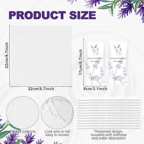 Moist Cotton Towel Bulk Moist Towelettes Individually Wrapped,White Towel Services,Refreshment Pre Moistened Towels for Dentist Travel Sport Party Hotel 400,Lavender