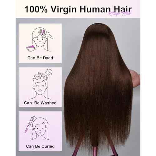 Wear and Go Glueless Wigs Human Hair Pre Cut 200% Density 5x5 HD Lace Closure Wigs Human Hair Pre Plucked with Baby Hair 12A Chocolate Brown Straight Lace Front Wig 4# 22 Inch