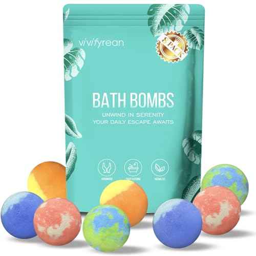 Bath Bombs for Women Gift Set, 8 Organic Bath Bombs Christmas Stocking Stuffers, Birthday Gift for Adults, Women, Relaxation Home SPA Bubble Bath, Self Care for Wife, Mother, Girlfriend