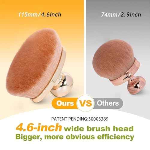 Extra Large Body Makeup Brush for Self Tanner ? 115mm Wide Oval Kabuki Body Brush for Bronzer Blend & Blur, Vegan Fiber Self Tanning Brush for Legs & Body with Drawstring Bag by Yoseng