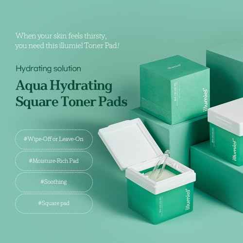 Aqua Hydrating Square Toner Pads for Long-Lasting Skin Moisture Barrier with Xylitylglucoside & Kakadu Plum Extract Exosome [Vegan & Korean Skincare] ? 60 Pads(9.17 fl. oz)