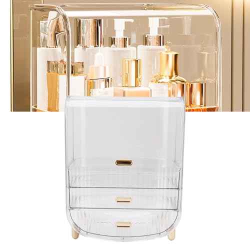 Eujgoov Makeup Storage Organizer with Drawers & Lid, Cosmetic Case for Countertop Bathroom ? Ideal Gift for Women