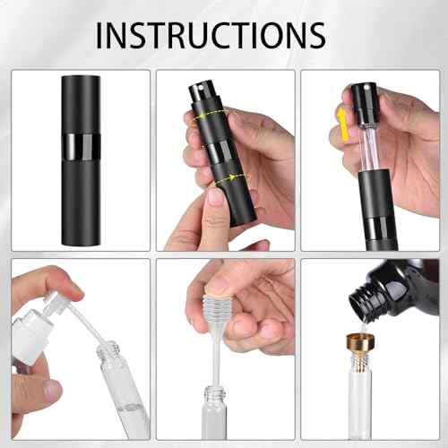 ??Perfume Travel Refillable Atomizer 8ML (3PCS) - Empty Cologne Spray Bottle, Portable & Leakproof Sprayer for Travel?? (Black)