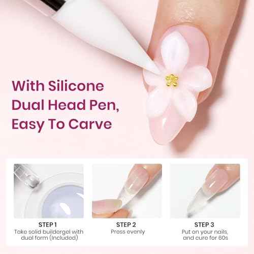 Solid Builder Gel for Nails 2PCS, Sculpting Gel 3D Nail Art Non-Stick Hand, Clear & White, Hard Gels For Nails Modeling, Sculpture, Nail Extension UV/Led Manicure DIY At Home 18g