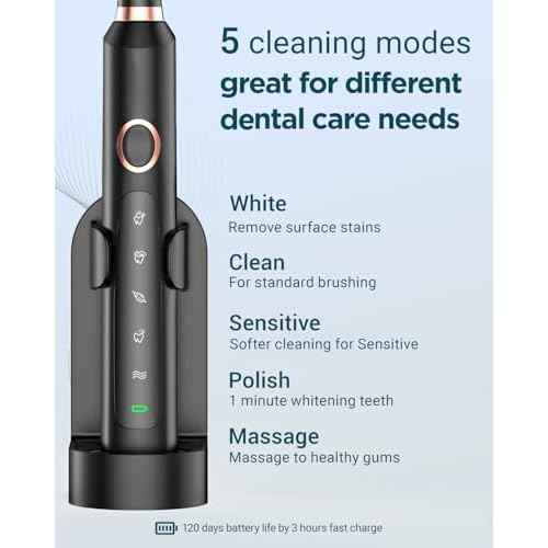 Rtauys 2 Pack Electric Toothbrush for Adults - 2 Rechargeable Electric Toothbrushes with 12 Brush Heads & 2 Travel Case, Power Electric Toothbrush with Holder, 3 Hrs Charge for 120 Days - Black+Pink