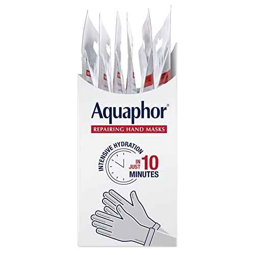 Aquaphor Repairing Hand Masks, Moisturizing Gloves for Dry Hands, Moisturizer for Dry Skin with Avocado Oil and Shea Butter, Pack of 6